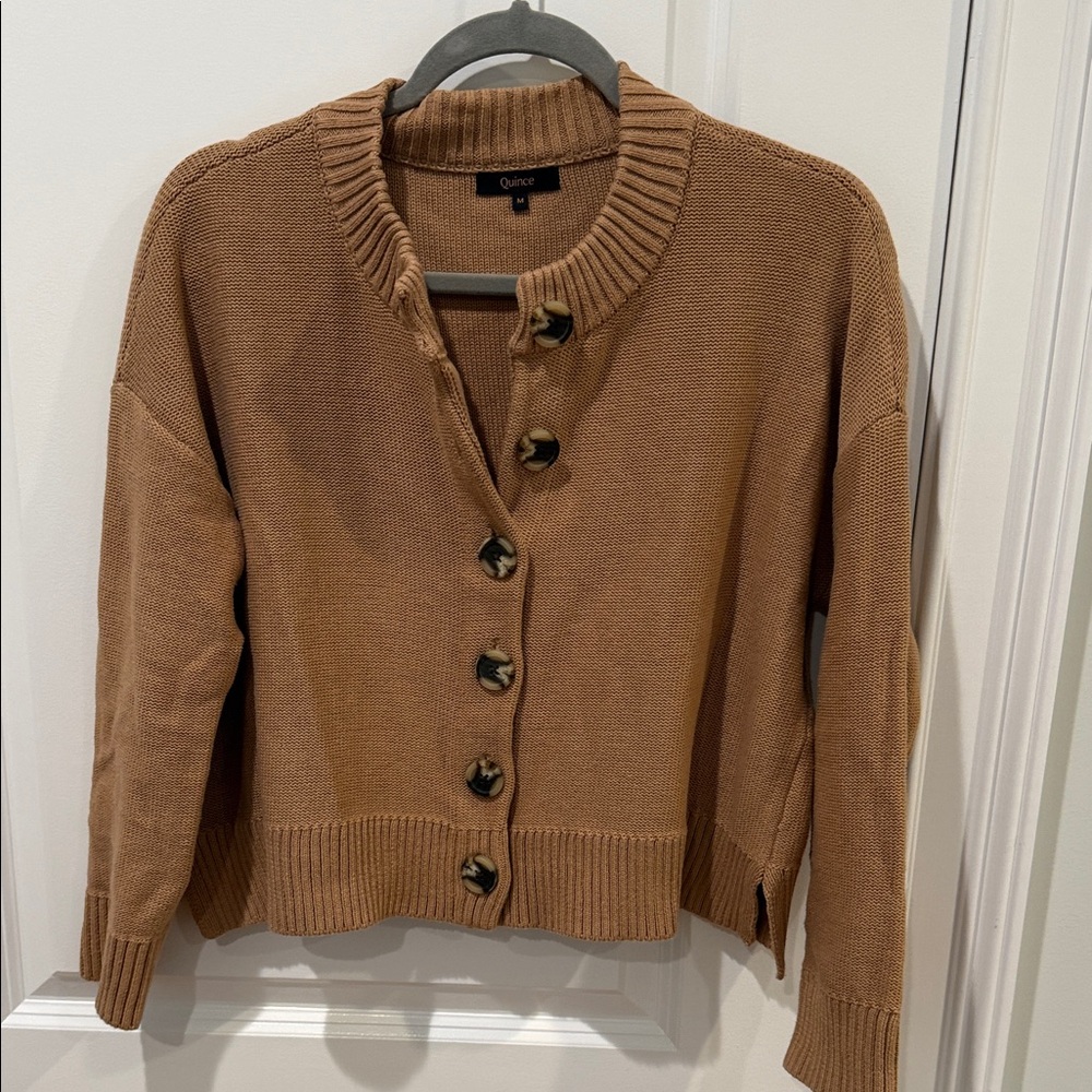 Quince Women's Tan Button-Up Cardigan